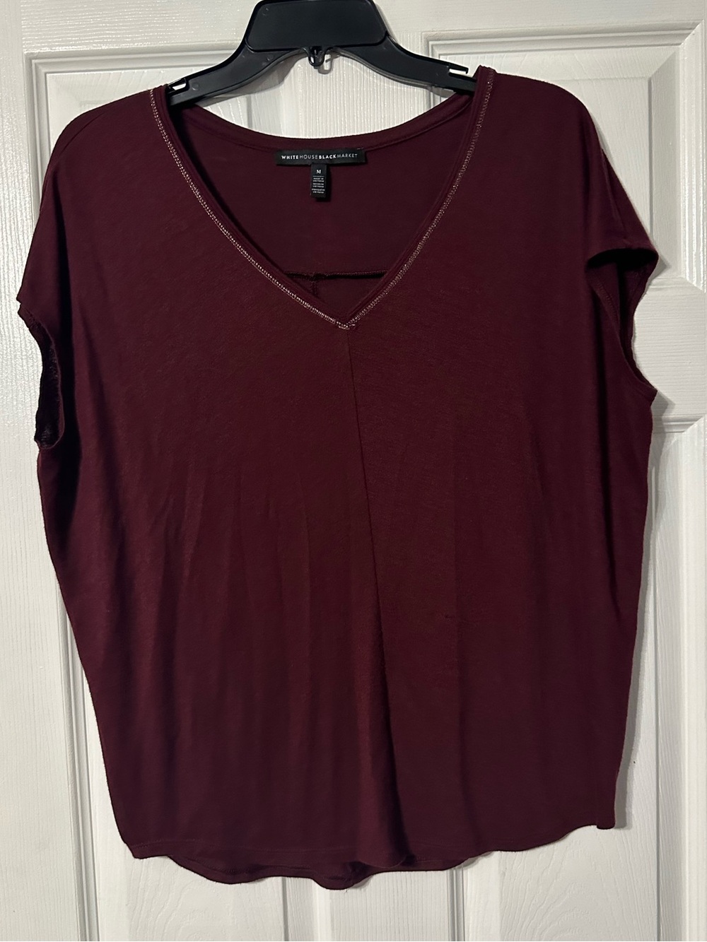 White House Black Market Simple Short Sleeve V-Neck Top
